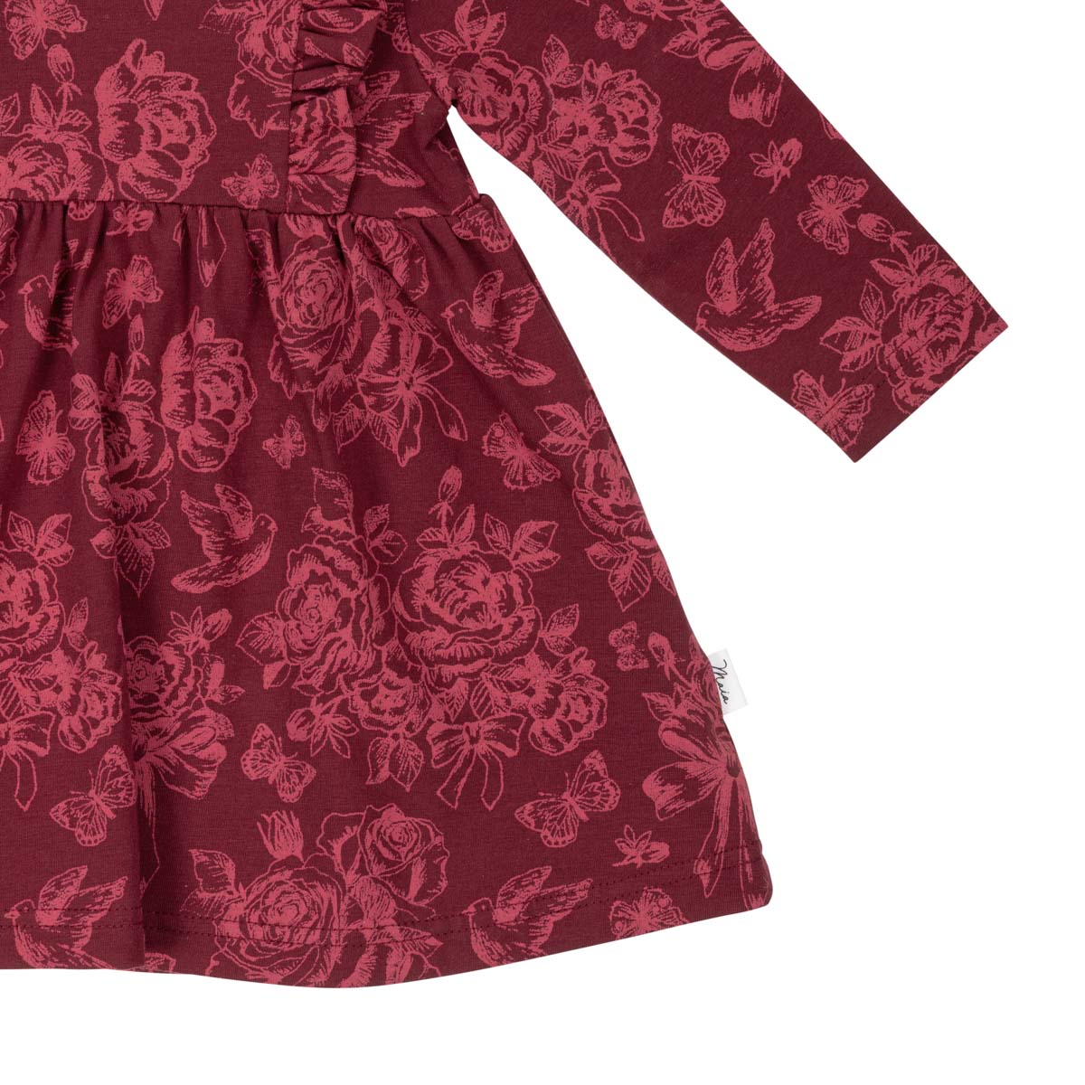 Rosaline babies' dress, dark red