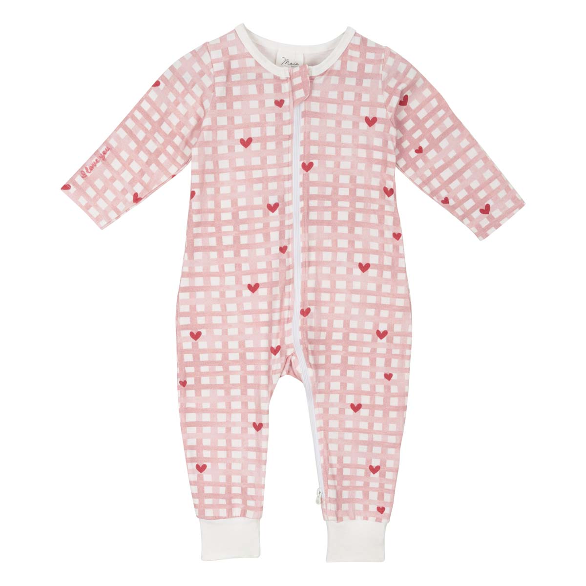 Heart check pyjama for babies, pink