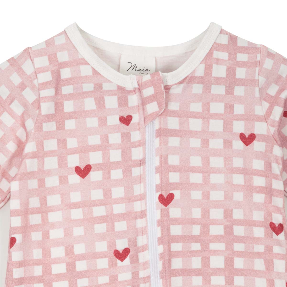 Heart check pyjama for babies, pink
