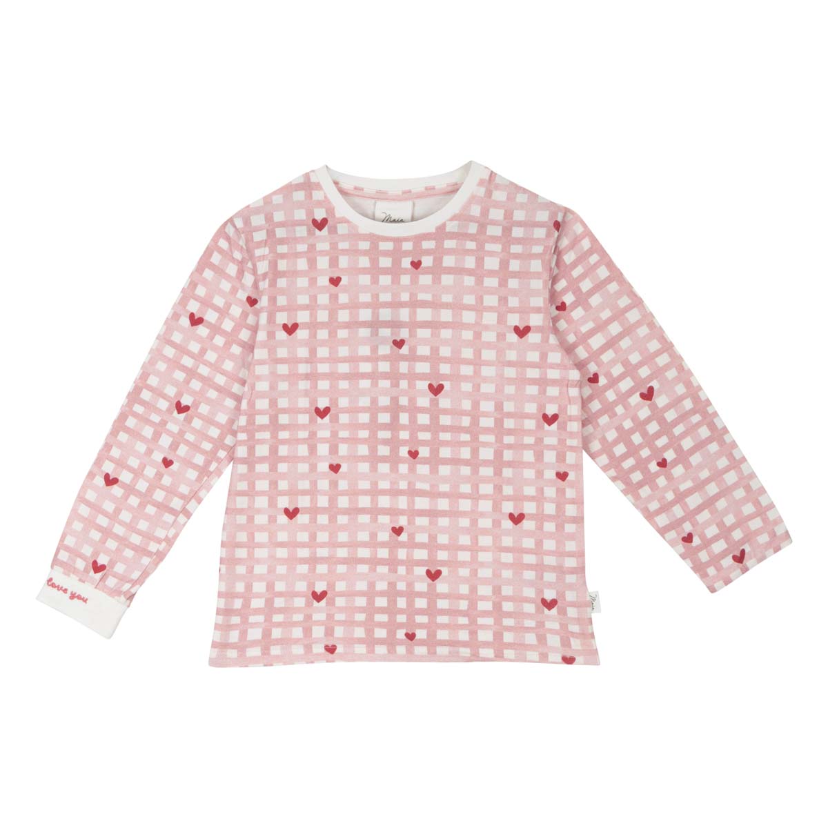 Heart checks pyjama, pink