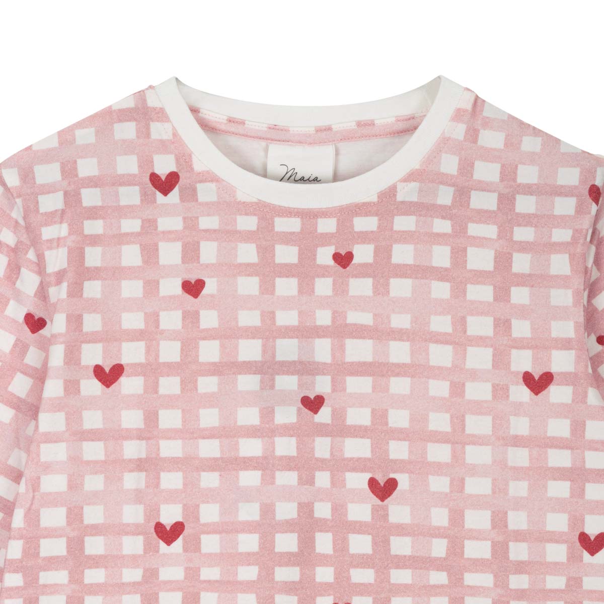 Heart checks pyjama, pink