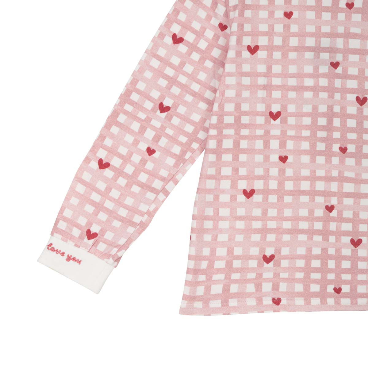 Heart checks pyjama, pink
