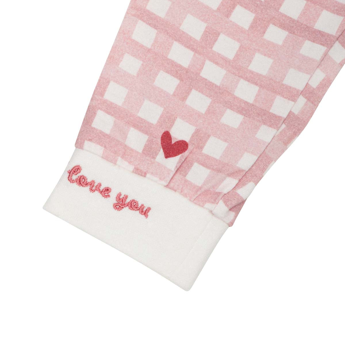 Heart checks pyjama, pink