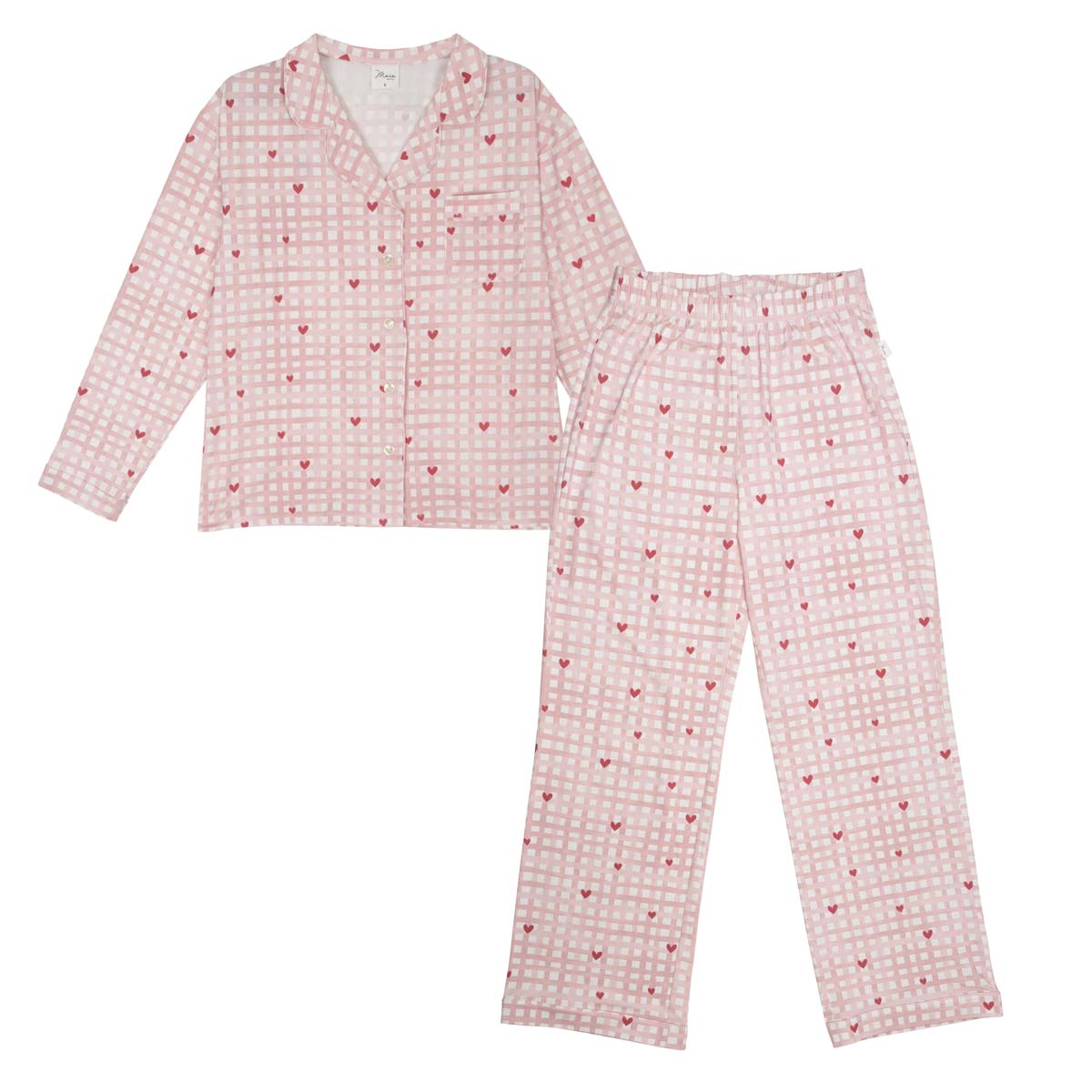 Aava pyjama, Heart checks, pink