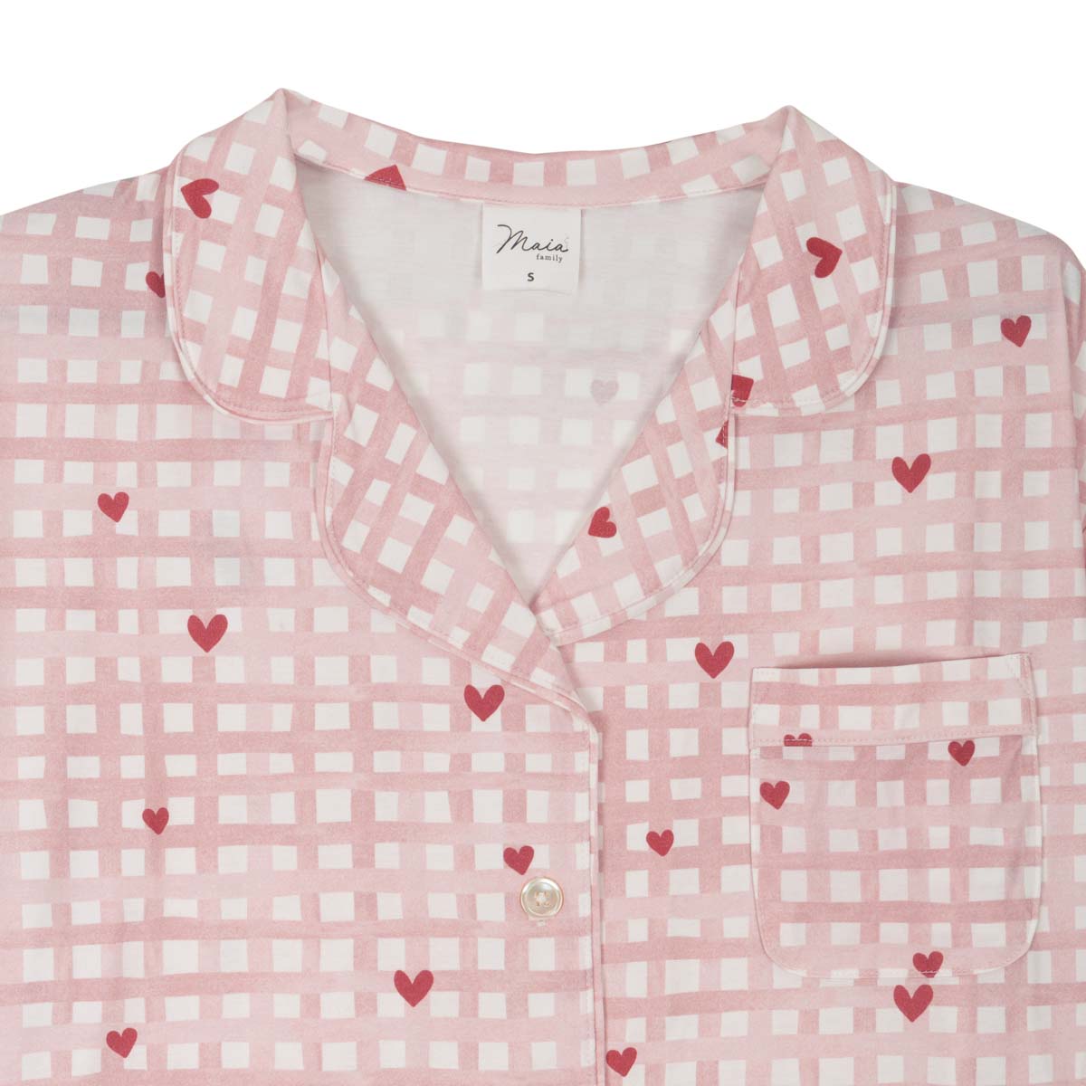 Aava pyjama, Heart checks, pink