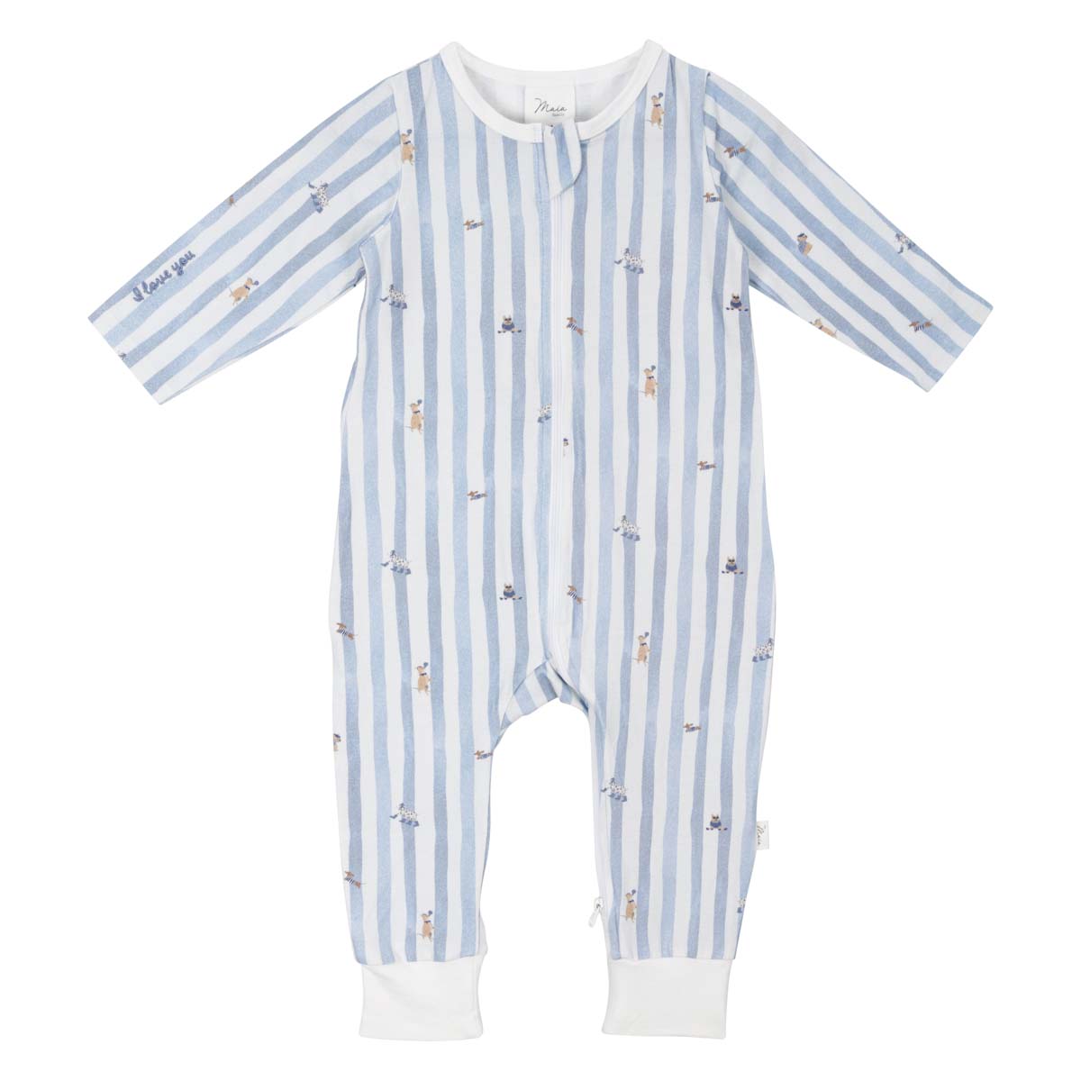Dog stripe pyjama for babies, light blue
