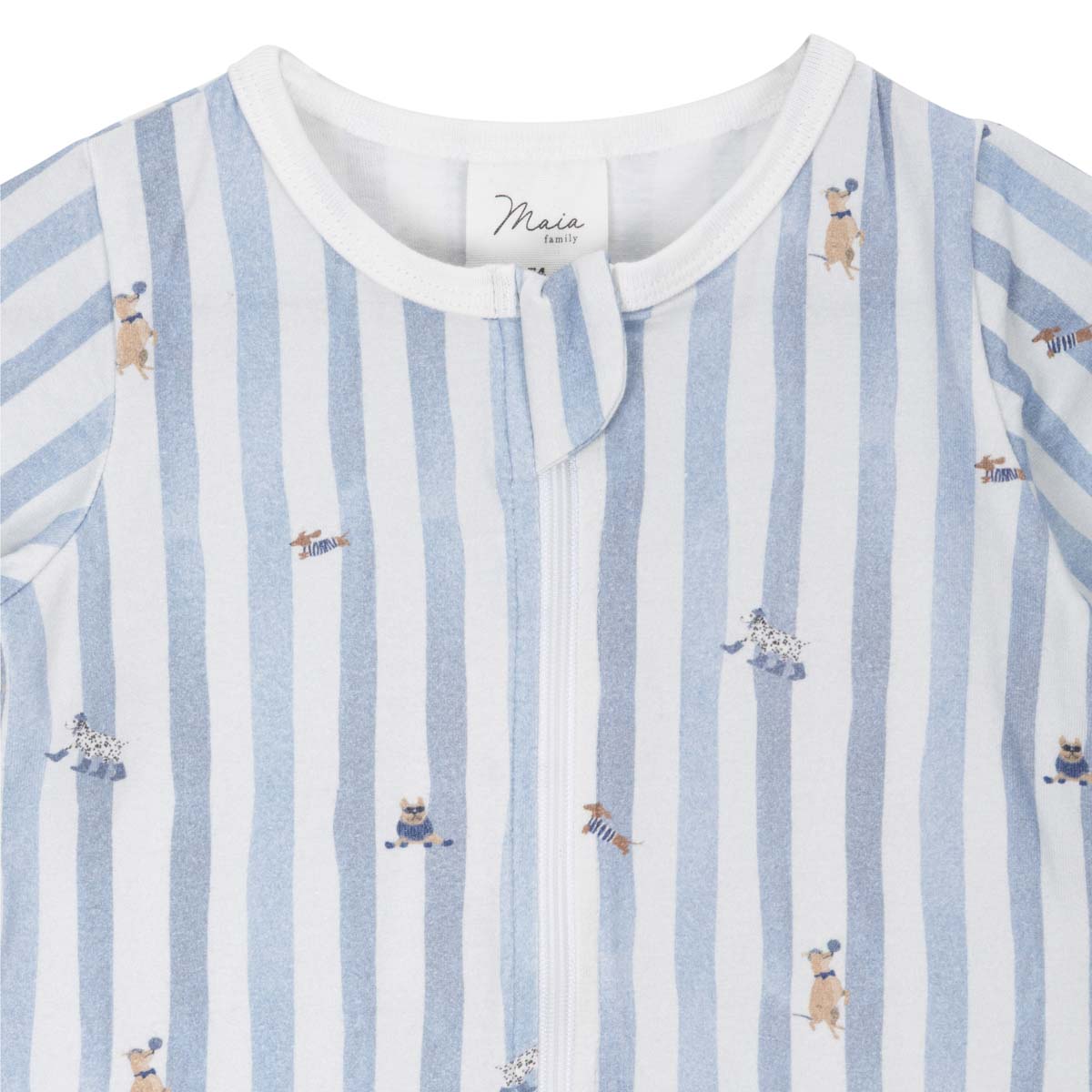 Dog stripe pyjama for babies, light blue
