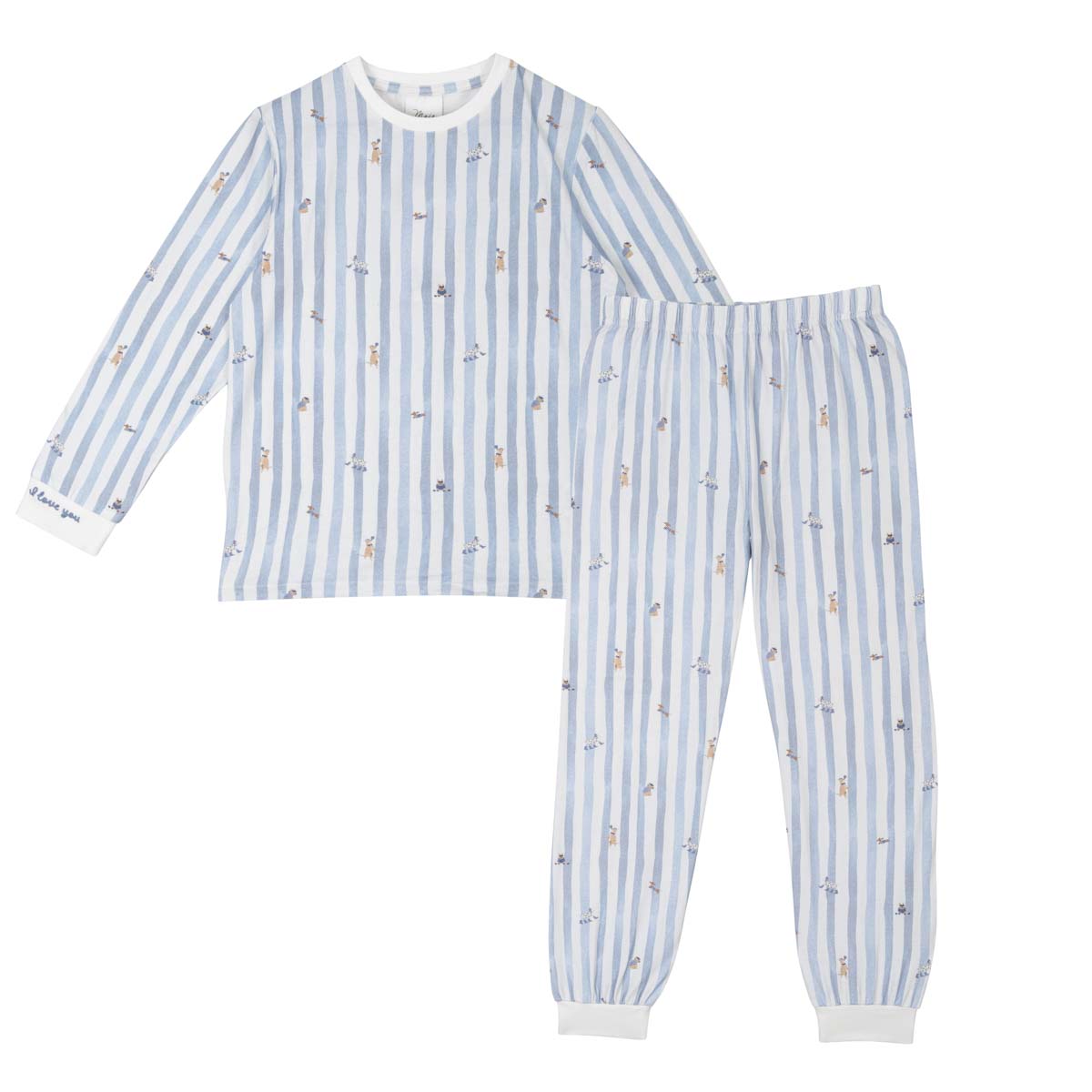 Dog stripe pyjama, light blue