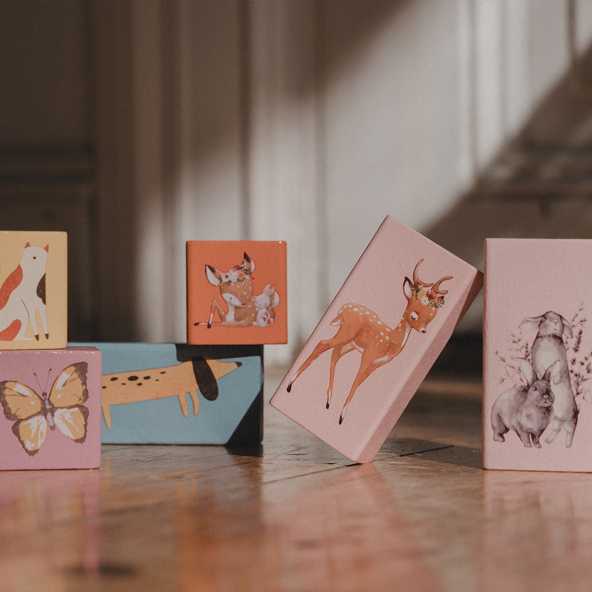 Wooden toy block set, 100 pcs